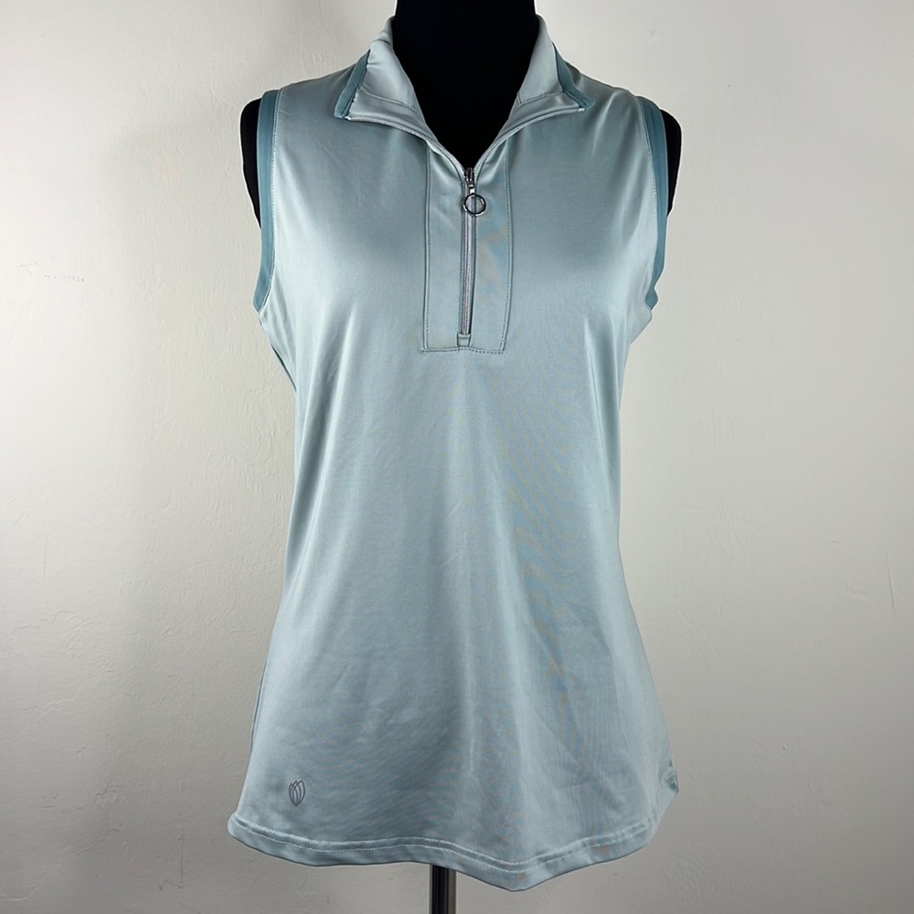 GGBLUE Luxe Green Mint Performance Golf/ Tennis Prep Sleeveless Polo Shirt